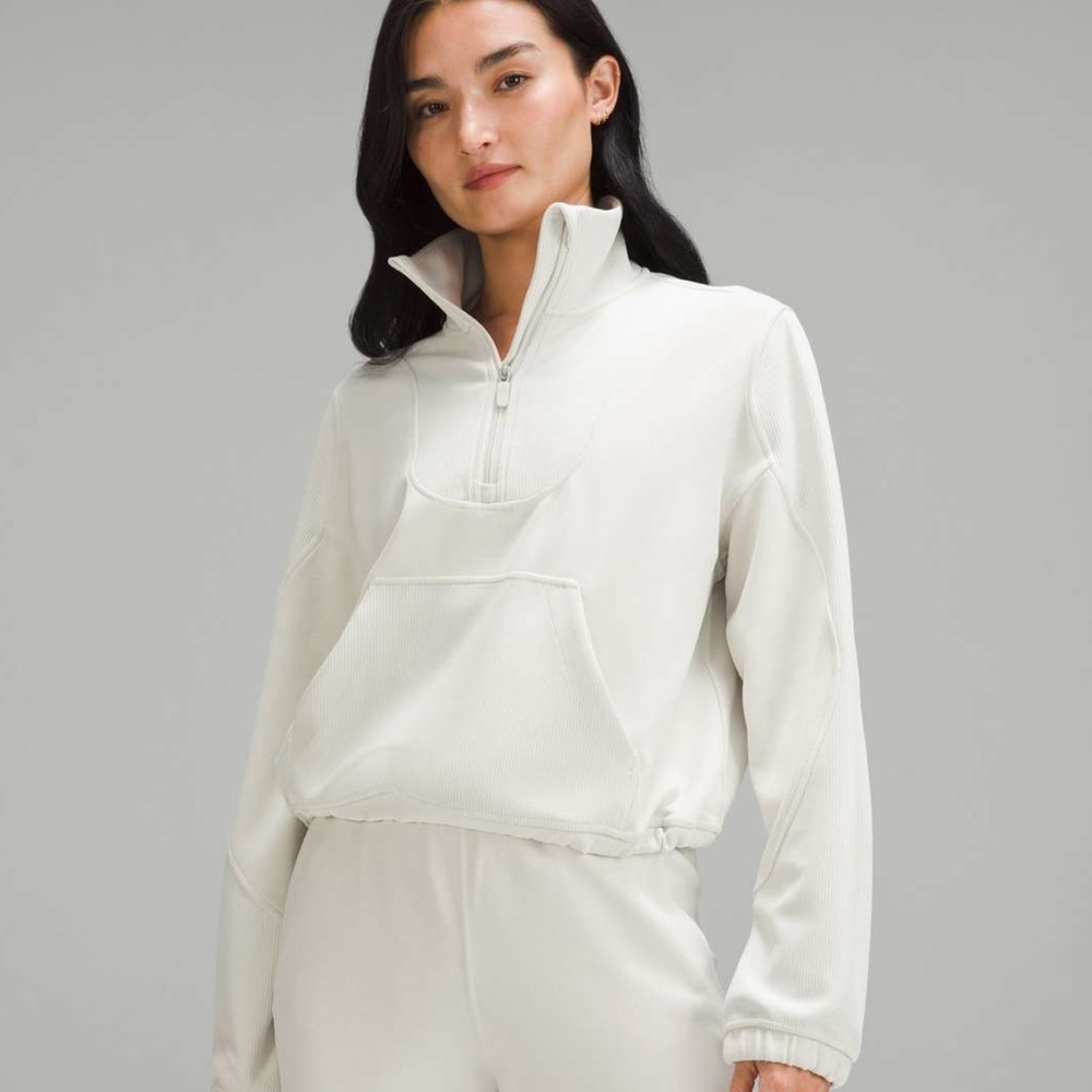 Lululemon Brushed Softstreme Ribbed Half Zip 10 Bone